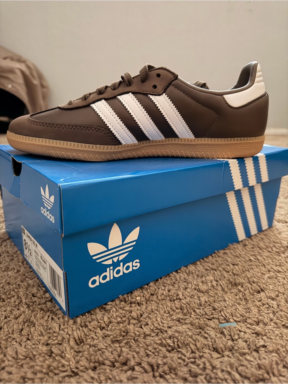 adidas Samba OG Sneakers in Brown with White Stripes - Picture 2 of 3
